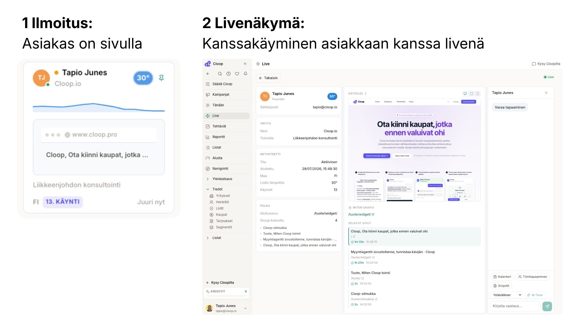 Ilmoitus myyjälle siitä, että viestin saanut päättäjä on nyt verkkosivustolla.